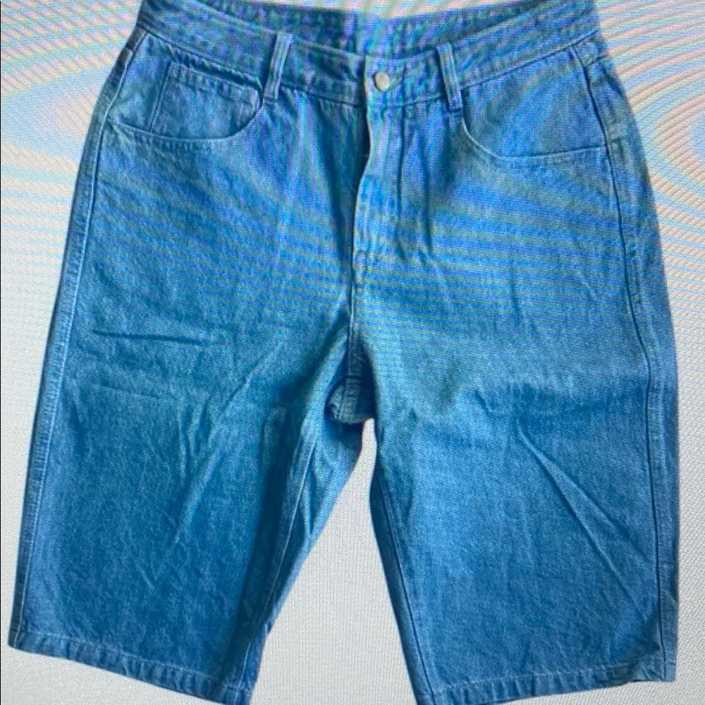 Blue Athletic Denim-Style Women's Shorts